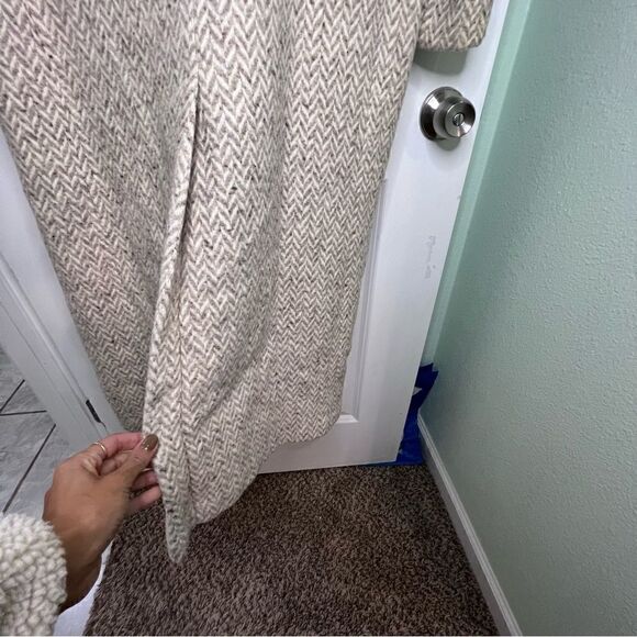 Wool Blend Chevron Long Coat - Picture 6 of 10